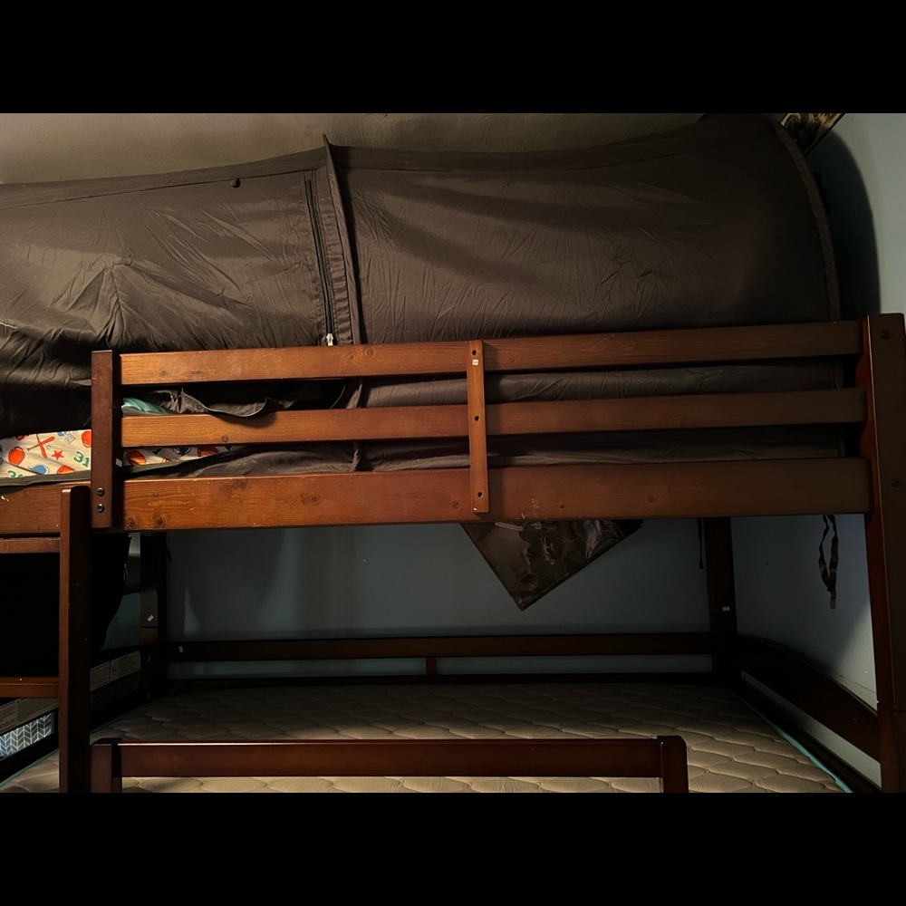 Triple bunk bed with mattresses twin size